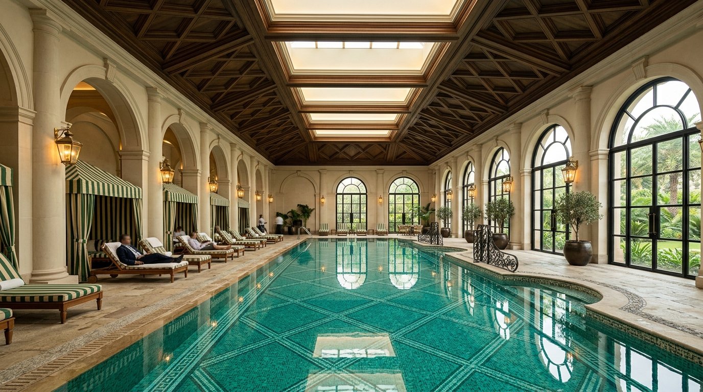 An Escape Into The Blue — Skylit Indoor Pool